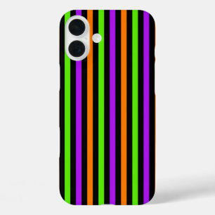 FUNDA iPhone 16 PLUS PURPLE NARANJA VERDE HALLOWEEN HALLOWEEN HUELLAS N