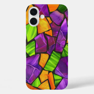 FUNDA iPhone 16 PLUS PURPLE NARANJA VERDE HALLOWEEN VISTA DE VIDRIO EST