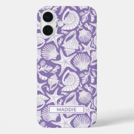 Funda iPhone 16 Plus Purple Shells Personalized