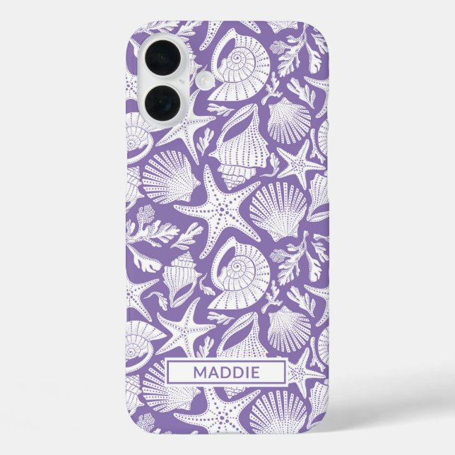Funda iPhone 16 Plus Purple Shells Personalized (Reverso )