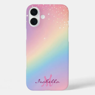 Funda iPhone 16 Plus Purpurina de unicornio arcoiris