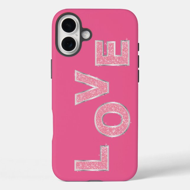 Funda iPhone 16 Plus Purpurina Rosa de Amor (Reverso )