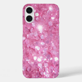 Funda iPhone 16 Plus Purpurina rosado moderno de moda