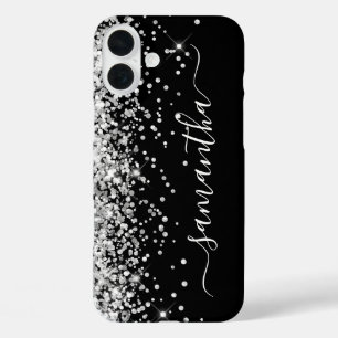 Funda iPhone 16 Plus Purpurina Silver Black Girly Signature