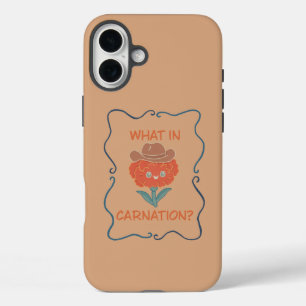 Funda iPhone 16 Plus ¿Qué flor de clavel de vaquero divertida