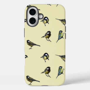 Funda iPhone 16 Plus Quirky Bird Pattern Beige