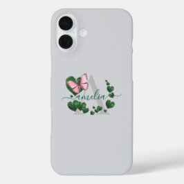 Funda iPhone 16 Plus Ramo de Hojas en Forma de Corazón