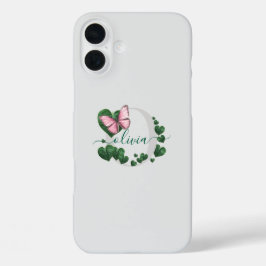 Funda iPhone 16 Plus Ramo de Hojas en Forma de Corazón