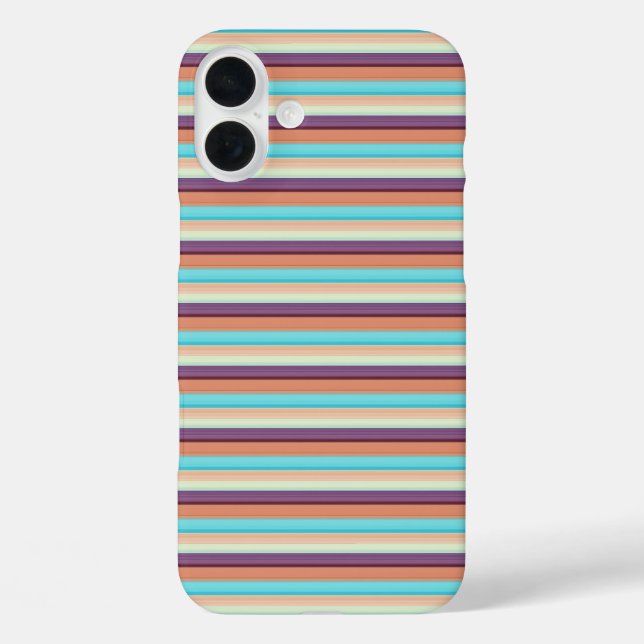 Funda iPhone 16 Plus Rayas azules marrones lindas  (Reverso )