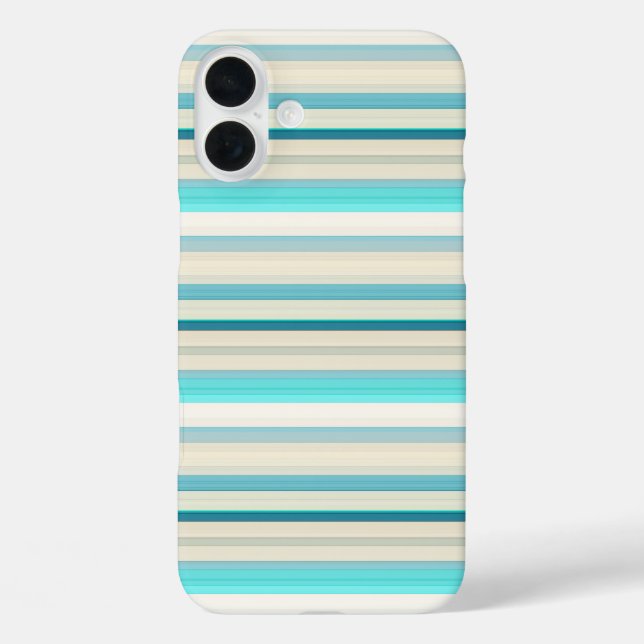 Funda iPhone 16 Plus Rayas blancas y aqua lindas (Reverso )