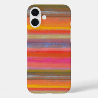 Funda iPhone 16 Plus Rayas bohemias de carbón coloridas