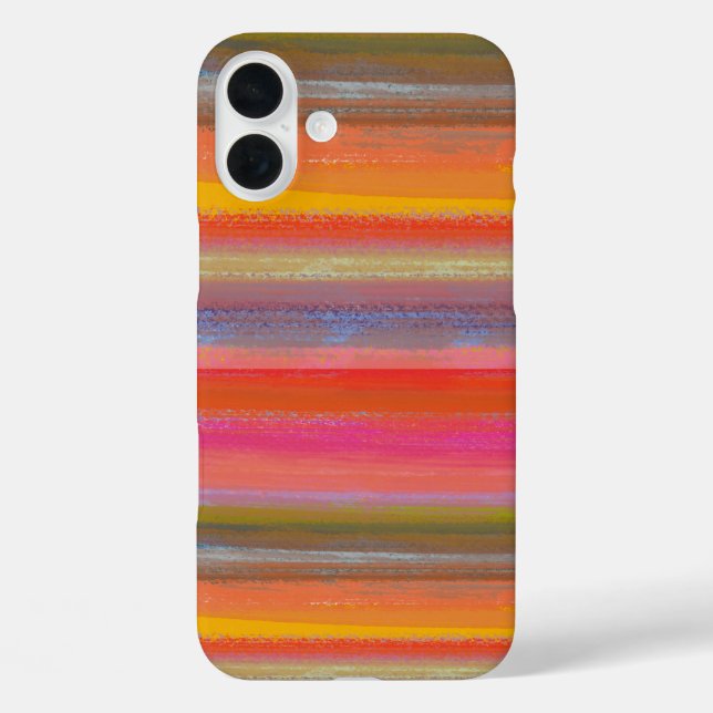Funda iPhone 16 Plus Rayas bohemias de carbón coloridas (Reverso )