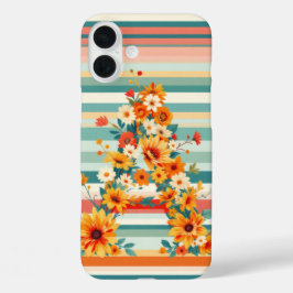 Funda iPhone 16 Plus Rayas de girasol retro (A)