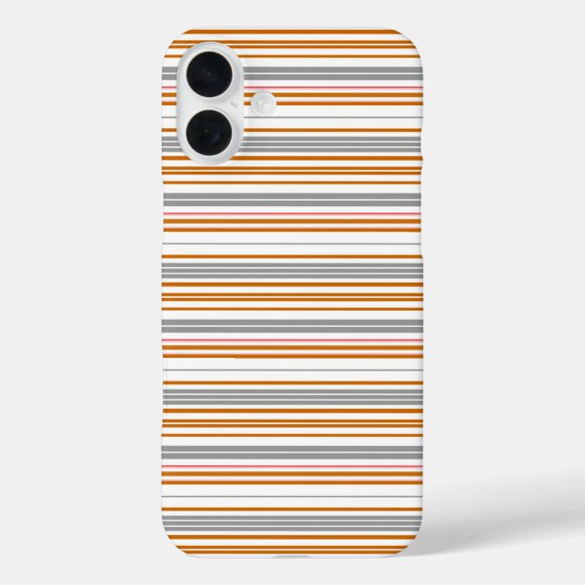 Funda iPhone 16 Plus Rayas grises marrones lindas (Reverso )