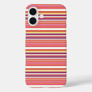 Funda iPhone 16 Plus Rayas marrones rosadas lindas