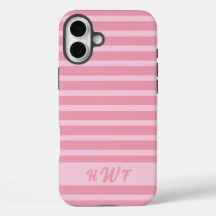 Funda iPhone 16 Plus Rayas Monocromáticas Rosadas Custom Cute