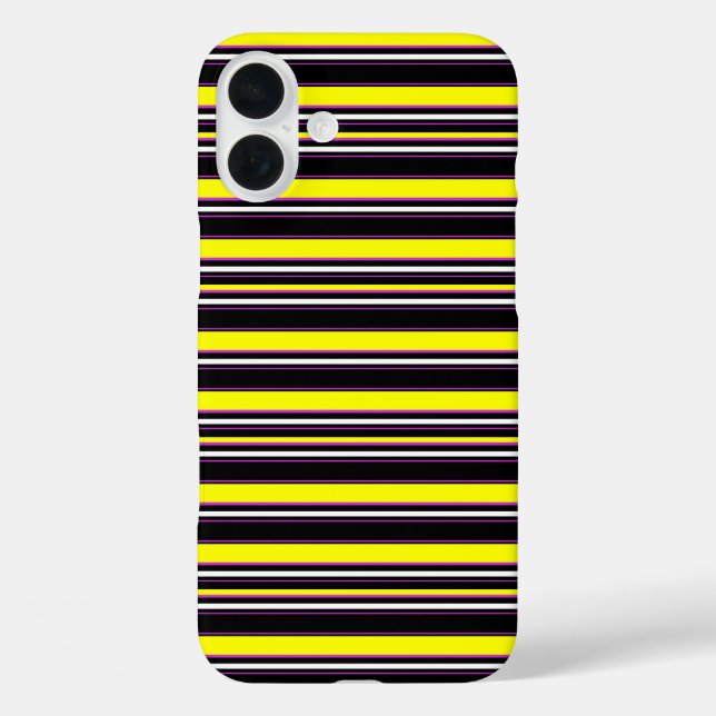 Funda iPhone 16 Plus Rayas negras amarillas lindas (Reverso )