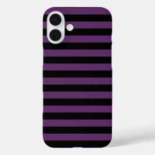 Funda iPhone 16 Plus Rayas negras y púrpuras de gótico