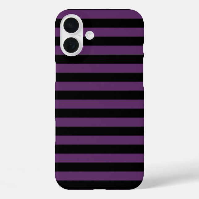 Funda iPhone 16 Plus Rayas negras y púrpuras de gótico (Reverso )
