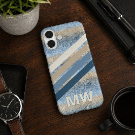 Funda iPhone 16 Plus Rayas personalizadas de color gris azul oscuro tau