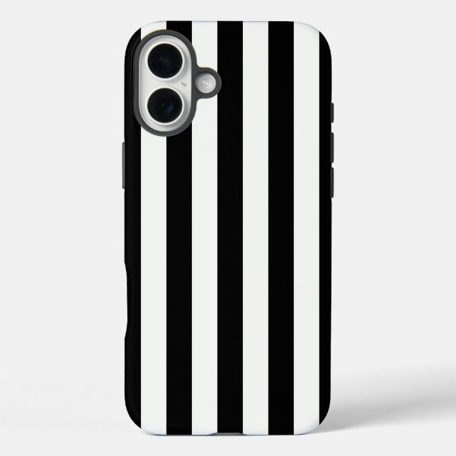 Funda iPhone 16 Plus Rayas sin tiempo Negro y Blanco (Reverso )