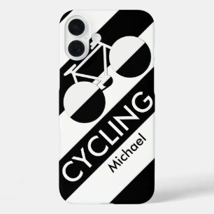 Funda iPhone 16 Plus rayas y gráfico-bicicleta grandes