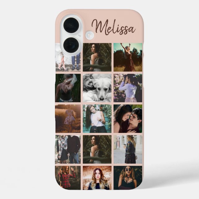 Funda iPhone 16 Plus Recuerdos de Collage de fotos personalizado y amig (Reverso )