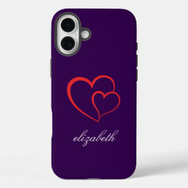 Funda iPhone 16 Plus red heart shape colorful background personalized 