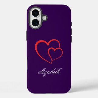 Funda iPhone 16 Plus red heart shape colorful background personalized 