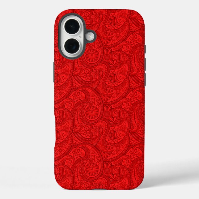 Funda iPhone 16 Plus Red Paisley (Reverso )
