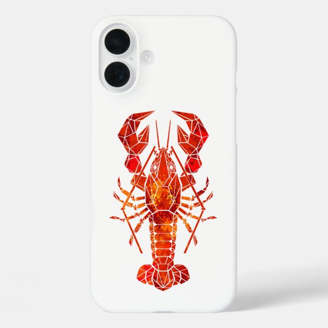 Funda iPhone 16 Plus Red polygonal lobster (Reverso )