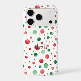 Funda iPhone 16 Plus Red White Green Dots Christmas