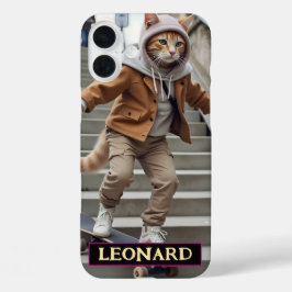 Funda iPhone 16 Plus Regalo deportivo de Cat On Skateboard Rad Feline E