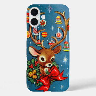 Funda iPhone 16 Plus Reno de Navidad Retro Vintage
