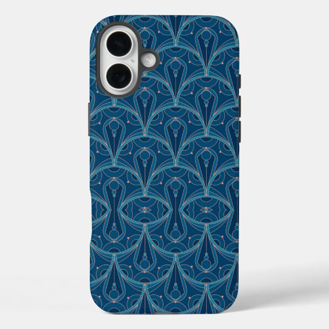 Funda iPhone 16 Plus Repeating geometric Art Deco pattern (Reverso )