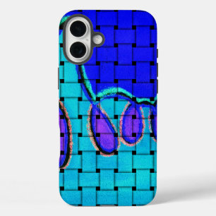 Funda iPhone 16 Plus Resumen azul francés con textura trenzada