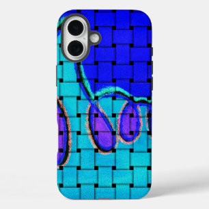 Funda iPhone 16 Plus Resumen azul francés con textura trenzada