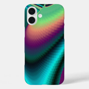 Funda iPhone 16 Plus Resumen futurista arte arte arcoiris metálico en 3