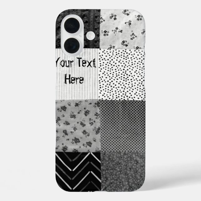 Funda iPhone 16 Plus retaques de tela blanca y negra (Reverso )