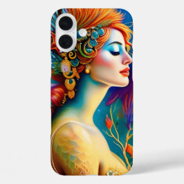 Funda iPhone 16 Plus Retrato artístico de la Sirena colorida