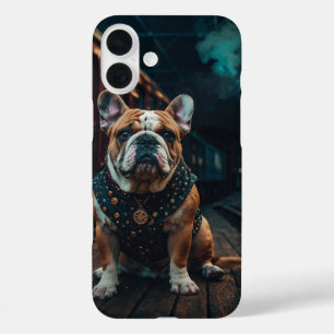 Funda iPhone 16 Plus Retrato Stationmaster de Steampunk Bulldog