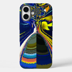 Funda iPhone 16 Plus Retro Color arcoiris último azul profundo
