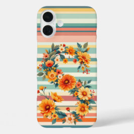 Funda iPhone 16 Plus Retro De Bandas De Flor (S)
