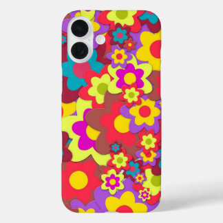 FUNDA iPhone 16 PLUS RETRO FLOWERS IPHONE OTTER BOX CASE 