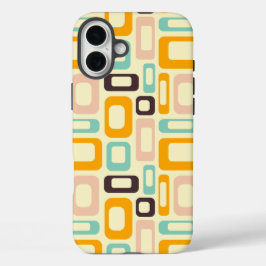 Funda iPhone 16 Plus Retro geometric pattern in light beige background