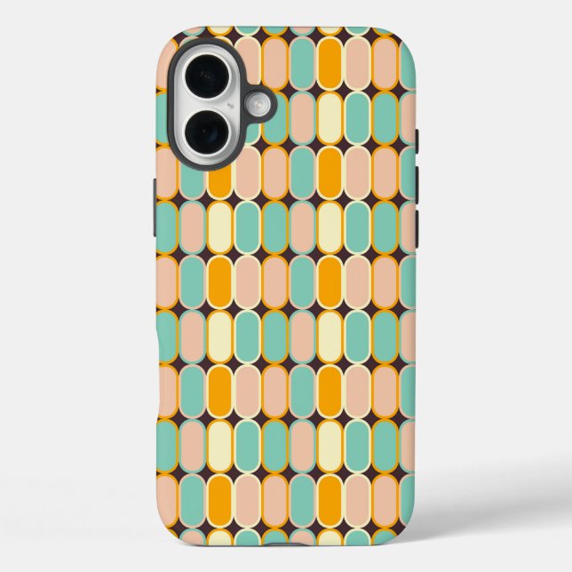 Funda iPhone 16 Plus Retro geometric pattern with vertical ovals (Reverso )