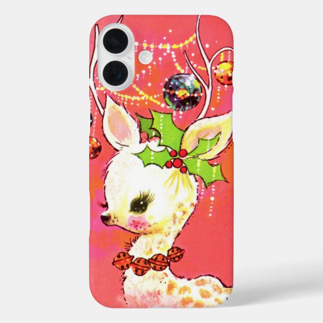 Funda iPhone 16 Plus Retro vintage Christmas reindeer (Reverso )