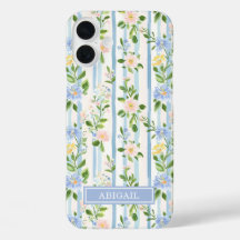 Rojizo Azul Floral Acuarela Rayado Personalizado