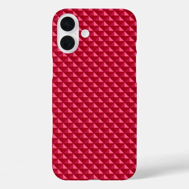 Funda iPhone 16 Plus Rojo rubí, aspecto de esmalte, rejilla con tachuel (Reverso )