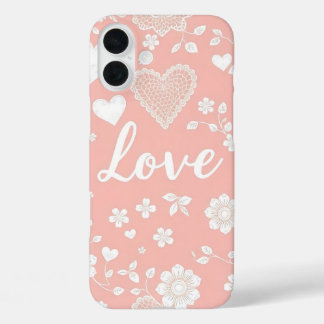 FUNDA iPhone 16 PLUS ROPA DE PASTEL CON CORAZÓN BLANCO Y FLORES